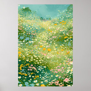 Farbige Wildblumenwiesen Poster