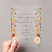 Farbige Wilde Blumen Hochzeit Acryleinladungen (Insitu (Handheld))