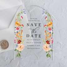 Farbige wilde Blumen Hochzeit Save The Date