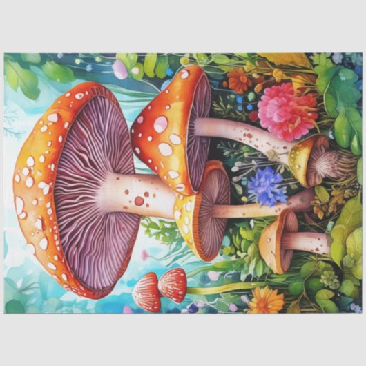 Farbige Wilde Pilze Tissue-Papier Seidenpapier (Vorderseite)