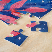 Farbige Winterhirsch-Aquarellmalerei Puzzle (Seite)