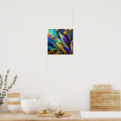 Farbige Wirbel Abstrakt, blaues Gold lila Poster (Küche)