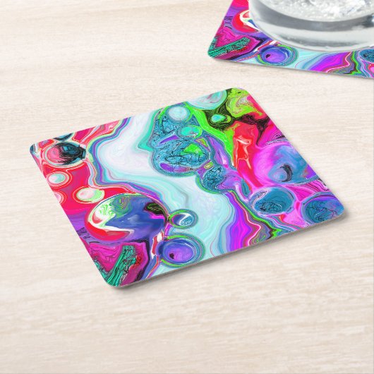 Farbige Wirbel Abstrakte Blasen Fluid Art Rechteckiger Pappuntersetzer (angewinkelt)