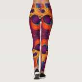 Farbige Wirbel und Blume Paint Pour Design Leggings (Rückseite)