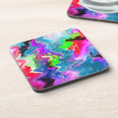 Farbige Wirbel und Linien, Abstrakte Fluid Art Getränkeuntersetzer (Linke Seite)