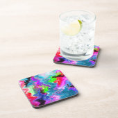 Farbige Wirbel und Linien, Abstrakte Fluid Art Getränkeuntersetzer (Rechte Seite)