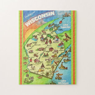Farbige Wisconsin-Ansichtskarte 11x14 Puzzle