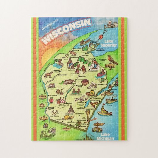 Farbige Wisconsin-Ansichtskarte 11x14 Puzzle (Vertikal)