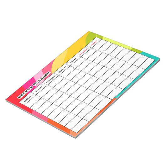 Farbige Wochenplaner Notizblock (angewinkelt)