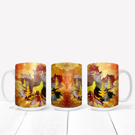 Farbige Wolf-Silhouette mit nächtlichem Sky-Design Kaffeetasse