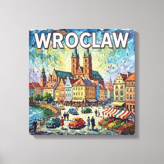 Farbige Wroclaw Kathedrale Platz Leinwand (Vorderseite)