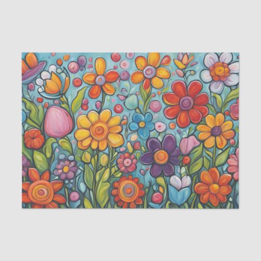 Farbige wunderliche Sommerblumen Seidenpapier (Vorderseite)