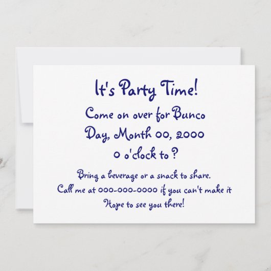 Farbige Würfel Bunco Einladung (Rückseite)