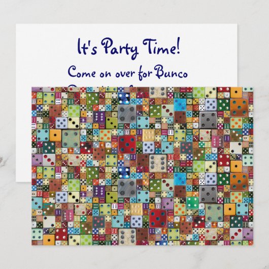 Farbige Würfel Bunco Einladung (Vorne/Hinten)