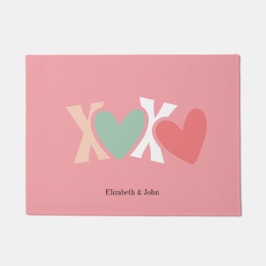 Farbige "XOXO" Valentinstag   Fußmatte (Vorderseite)