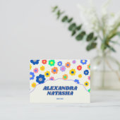 Farbige Y2K-Blume Handgefertigte Kleidung Visitenkarte (Stehend Vorderseite)