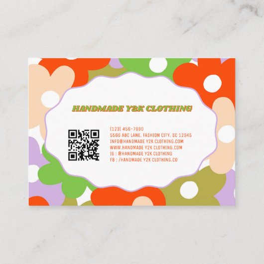 Farbige Y2K-Blume Handgefertigte Kleidung Visitenkarte (Rückseite)