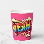 Farbige YEAH-Papiertasse! Pappbecher (Rückseite)