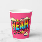 Farbige YEAH-Papiertasse! Pappbecher (Vorderseite)