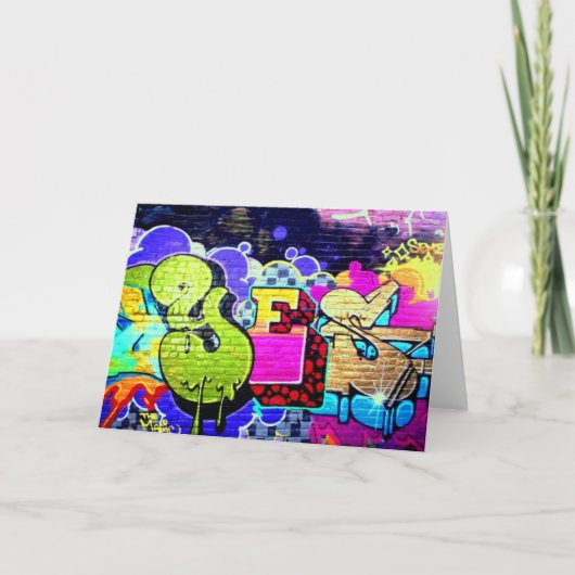 Farbige Yes Graffiti Art Note Birthday Card Karte (Vorderseite)