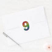 Farbige Zahl Nine-Aufkleber Runder Aufkleber (Umschlag)