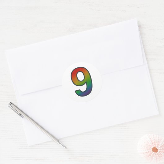 Farbige Zahl Nine-Aufkleber Runder Aufkleber (Umschlag)