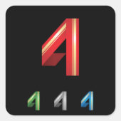 Farbige Zahl vier Aufkleber (Vorderseite)