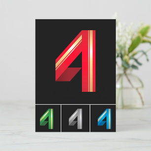 Farbige Zahl vier Einladungen