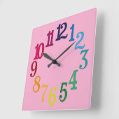 Farbige Zahlen Quadratische Wanduhr (Winkel)