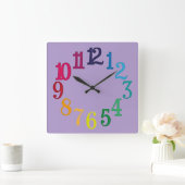 Farbige Zahlen Quadratische Wanduhr (Zuhause)