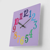 Farbige Zahlen Quadratische Wanduhr (Winkel)