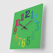 Farbige Zahlen Quadratische Wanduhr (Winkel)