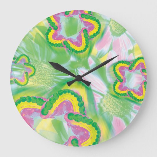 Farbige Zahn-vorbildliche Blumen-Zahnarzt-Wand-Uhr Große Wanduhr (Vorderseite)