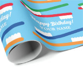 Farbige Zahnbürstenmuster zum Geburtstag Geschenkpapier (Rolleneckpunkt)