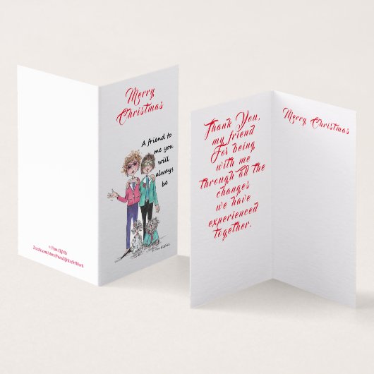 Farbige Zeichn von 2 Nahen Freunden und ihren Hund (Innenseite und Außenseite)