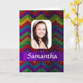 Farbige Zickzack Fotovorlage Karte (Gelbe Blume)