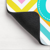 Farbige Zickzack Mit Monogramm Mauspad (Ecke)