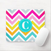 Farbige Zickzack Mit Monogramm Mauspad (Mit Mouse)