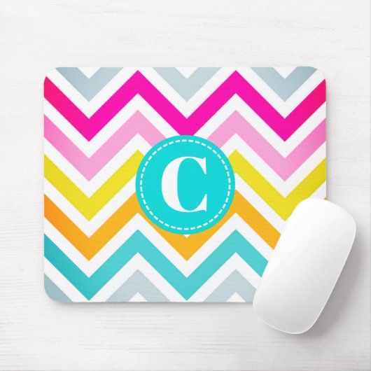 Farbige Zickzack Mit Monogramm Mauspad (Mit Mouse)