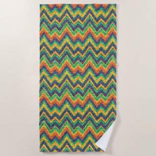 Farbige Zickzack Muster Imitate Glitzer Textur Strandtuch