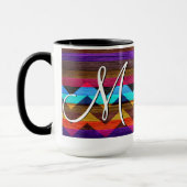 Farbige Zickzack Streifen auf Holz #8 Tasse (Links)