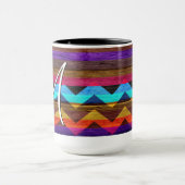 Farbige Zickzack Streifen auf Holz #8 Tasse (Zentrum)