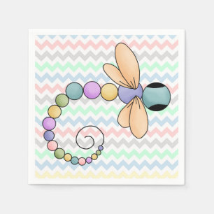Farbige Zickzack und Dragonfly Paper Napkins Serviette