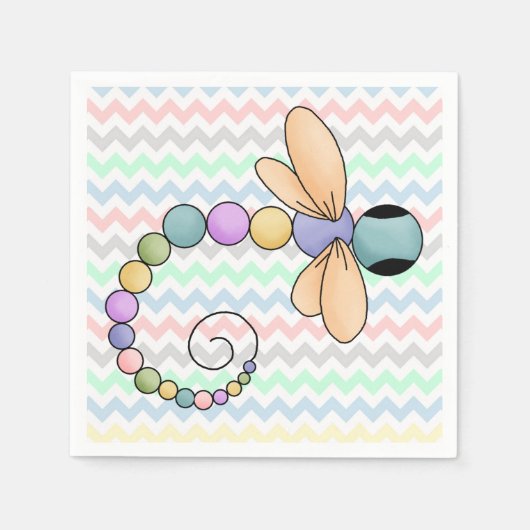 Farbige Zickzack und Dragonfly Paper Napkins Serviette (Vorderseite)