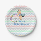 Farbige Zickzack und Dragonfly-Papierplatte Pappteller (Vorderseite)