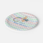 Farbige Zickzack und Dragonfly-Papierplatte Pappteller (Schrägansicht)