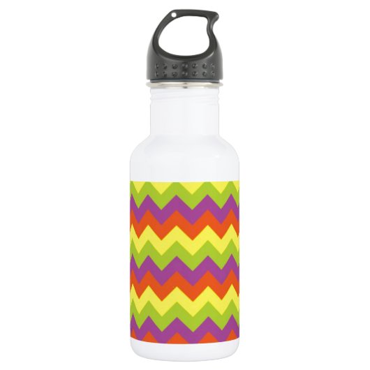 Farbige Zickzahnen Edelstahlflasche (Vorderseite)