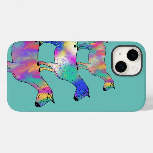 Farbige Ziegen Aquarell Case-Mate iPhone Hülle (Rückseite (Horizontal))