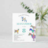 Farbige Ziegen Wasserfarbe Geburtstagsparty (Stehend Vorderseite)