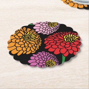 Farbige Zinnia-Blume-Bouquet-Papier-Untersetzer Untersetzer